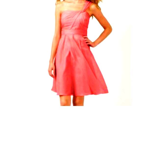 David's Bridal Coral Reef One Shoulder Dress 12 - Picture 1 of 5